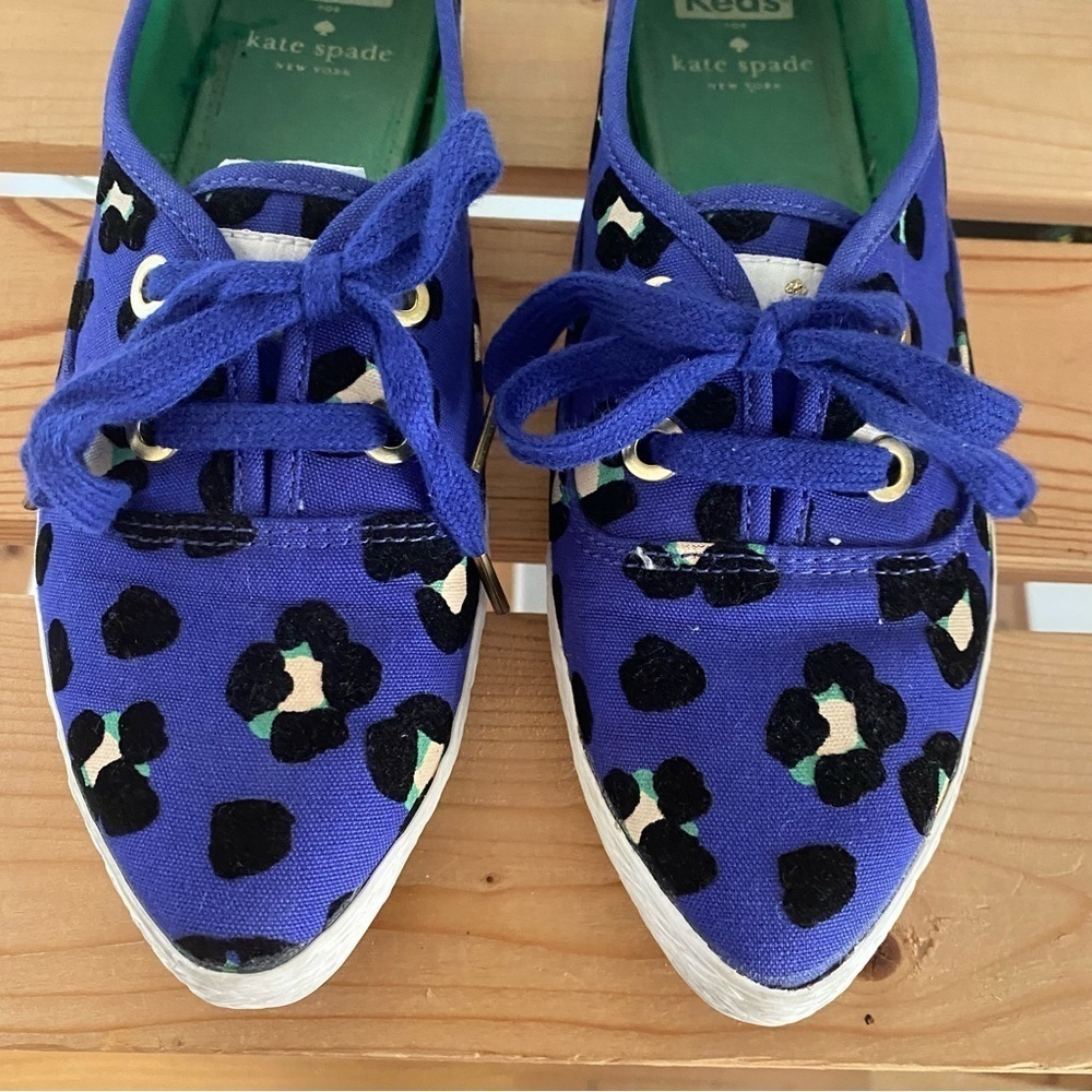 Keds X Kate Spade Blue Green Leopard Print Pointer Sneaker - Picture 7 of 16